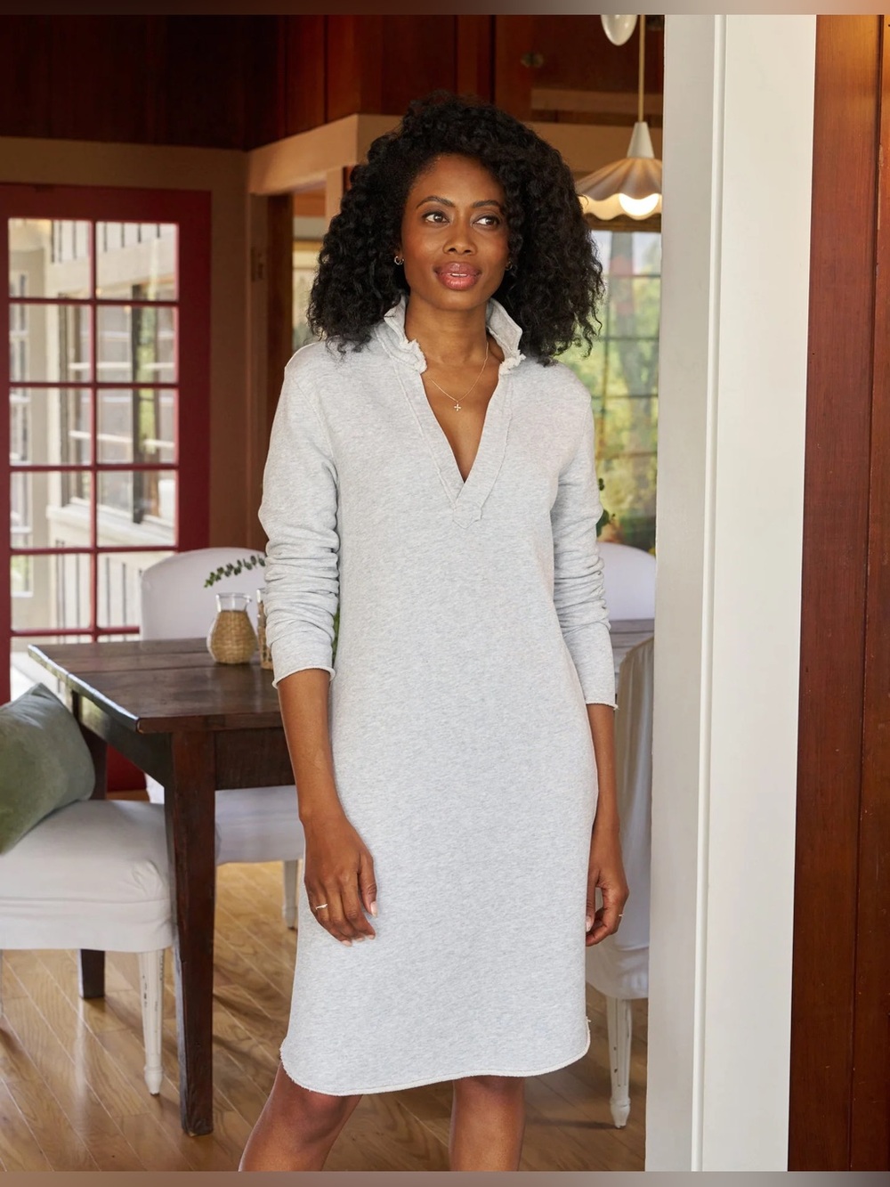 Frank & Eileen | Light Heather Gray Popover Henley Dress
